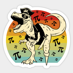 Pi Day Pirate T-Rex Funny 3.14 Math Student And Teacher Sticker